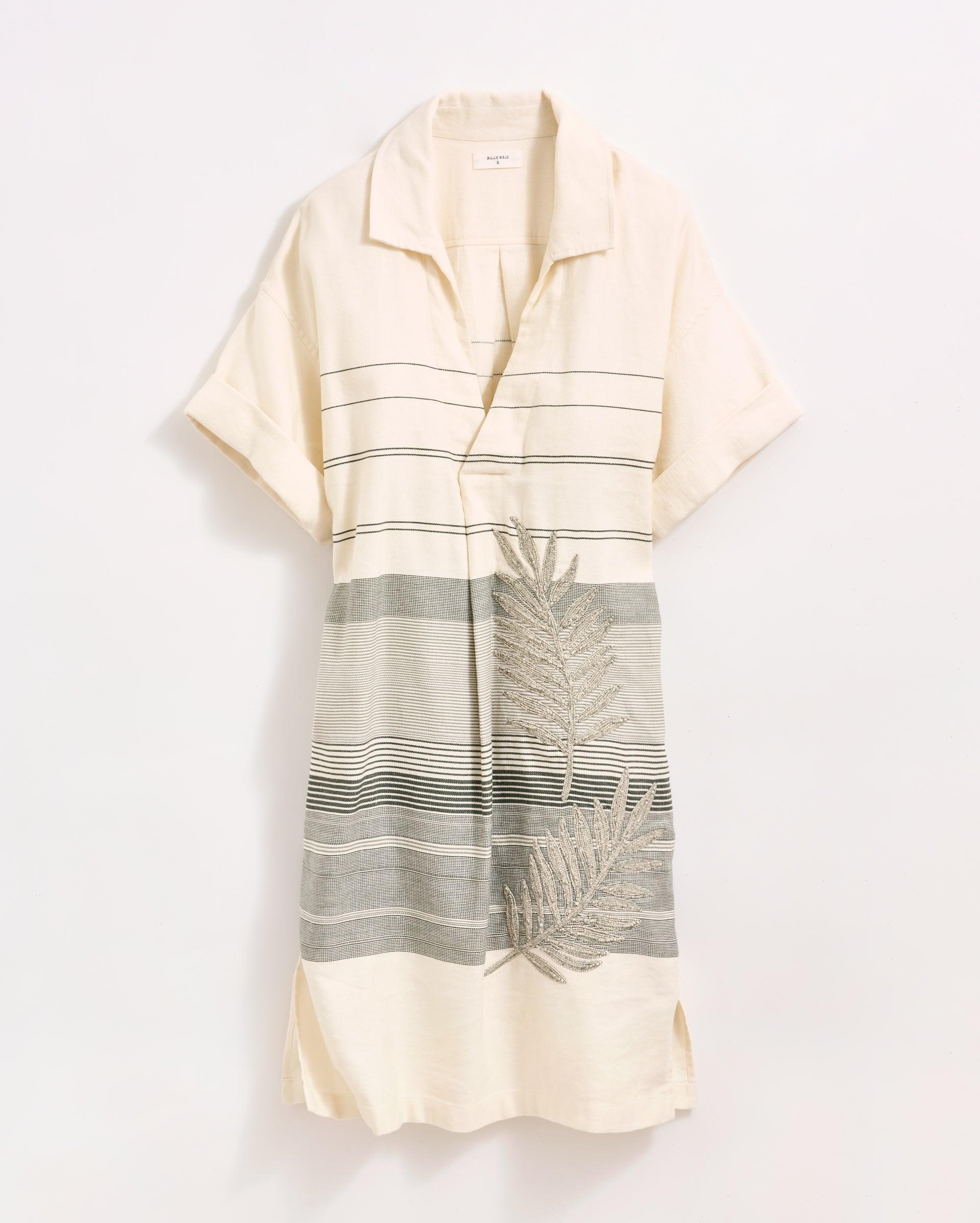 Desert Palm Embroidered Shirt Dress -  Product Image