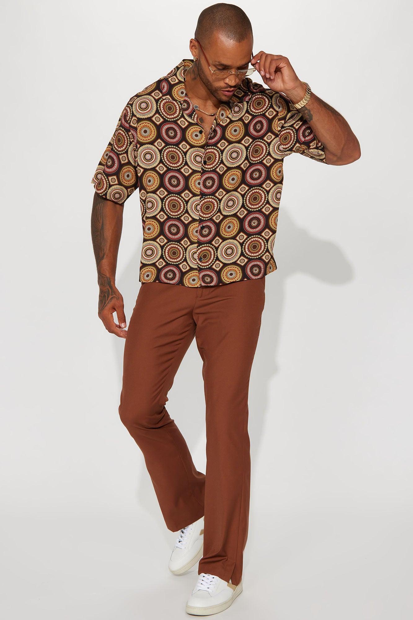 Earth Tones Cuban Shirt - Brown/combo Product Image