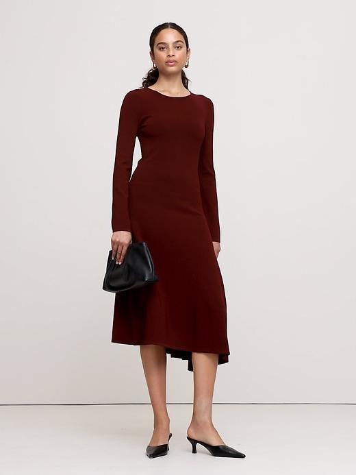 Flare-Sleeve Midi Sweater Dress Product Image