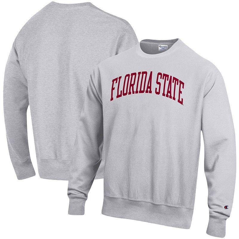 Men's Champion Heathered Gray Florida State Seminoles Arch Reverse Weave Pullover Sweatshirt, Size: 2XL, Grey Product Image