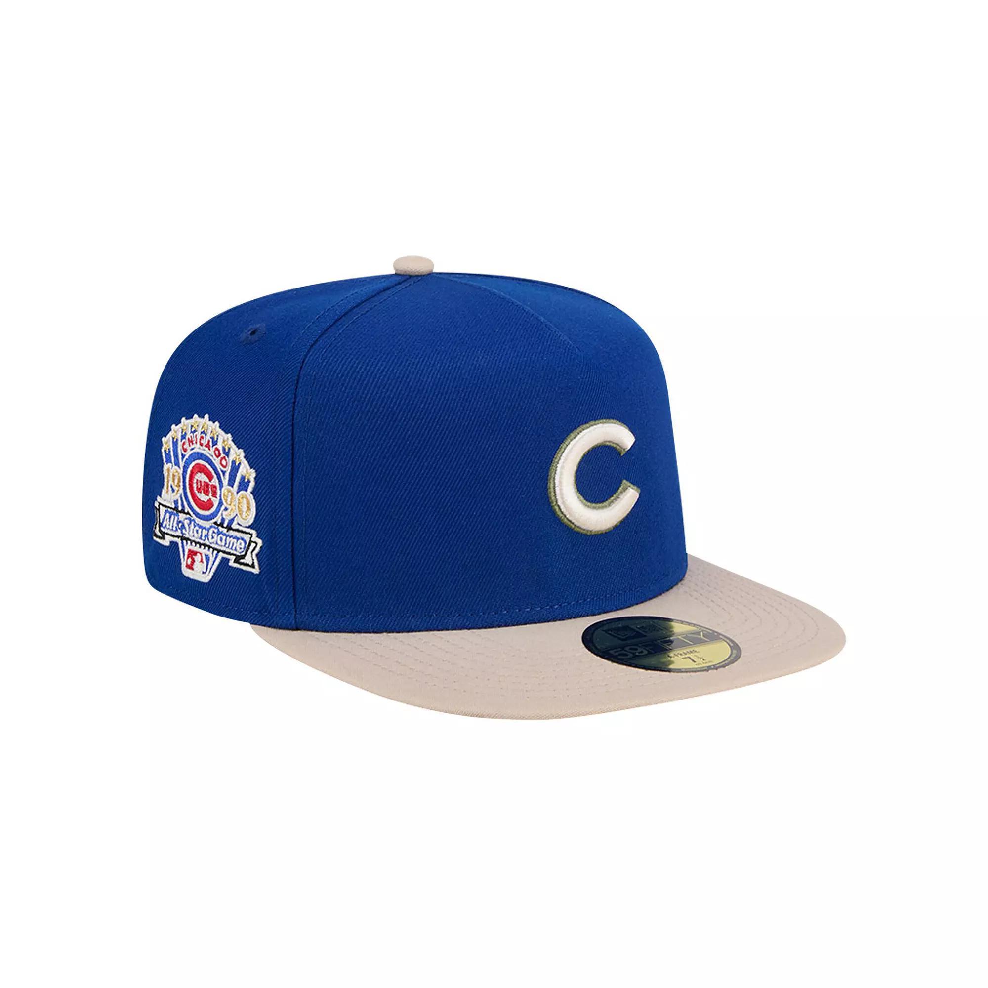 Men's New Era Royal Chicago Cubs Canvas A-Frame 59FIFTY Fitted Hat, Size: 7, Blue Product Image