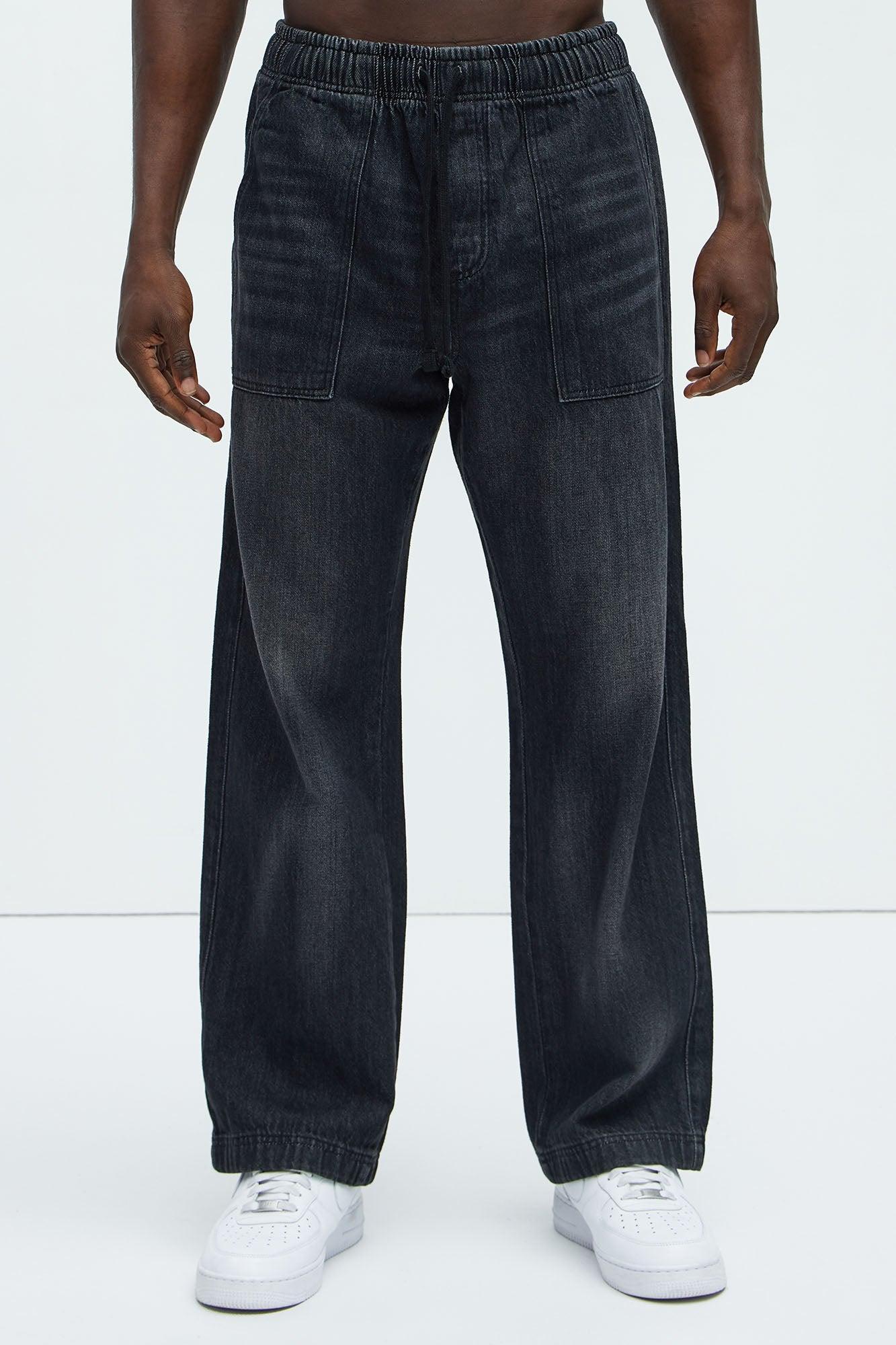 Tahir Relaxed Straight Jeans - Black Wash Product Image