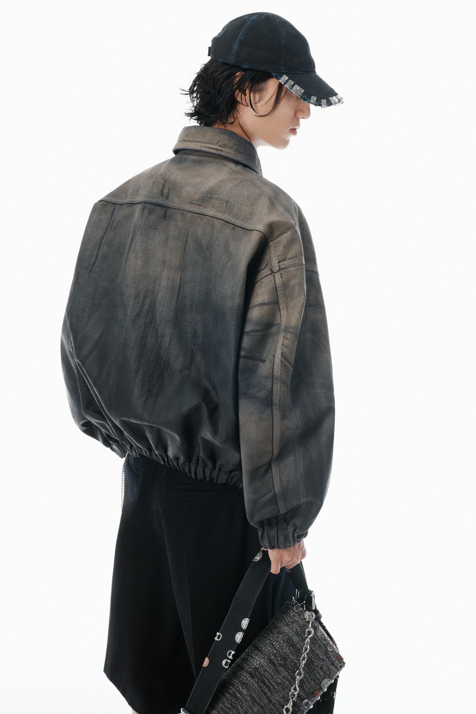 Black Leather Trompe-l'oeil Jacket Product Image