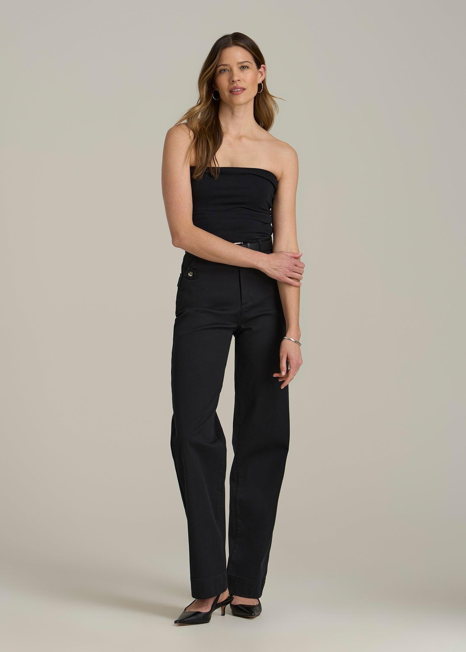 Stretch Twill Wide Leg Pant for Tall Women in Black Product Image