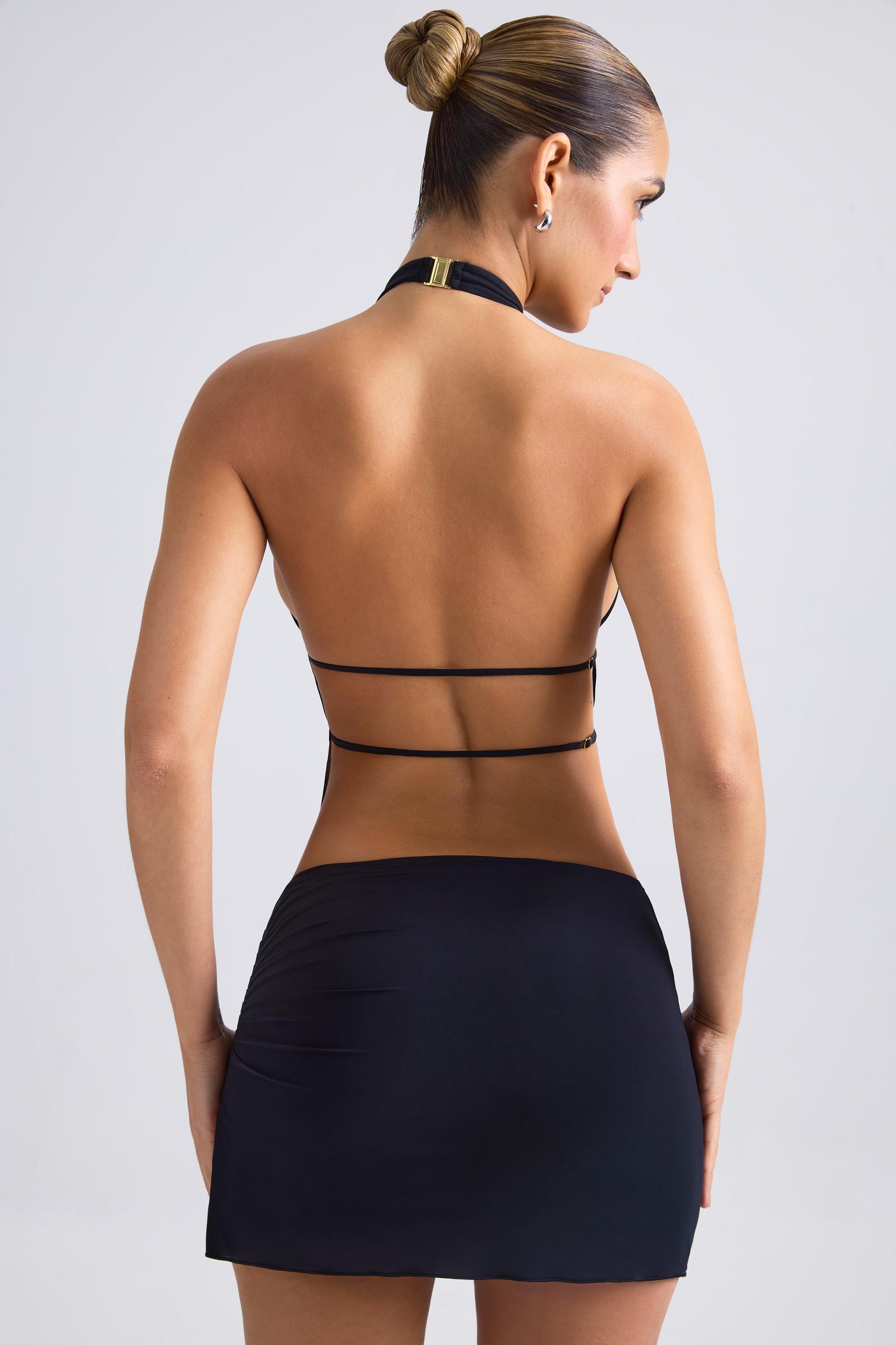 Draped A-Line Mini Skirt in Black Product Image