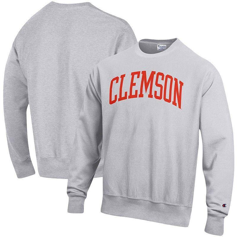 Men's Champion Heathered Gray Clemson Tigers Arch Reverse Weave Pullover Sweatshirt, Size: Small, Grey Product Image