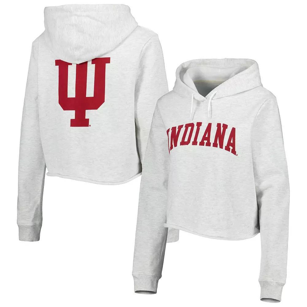 Women's League Collegiate Wear Ash Indiana Hoosiers 2-Hit 1636 Cropped Pullover Hoodie, Size: Large, Black Product Image