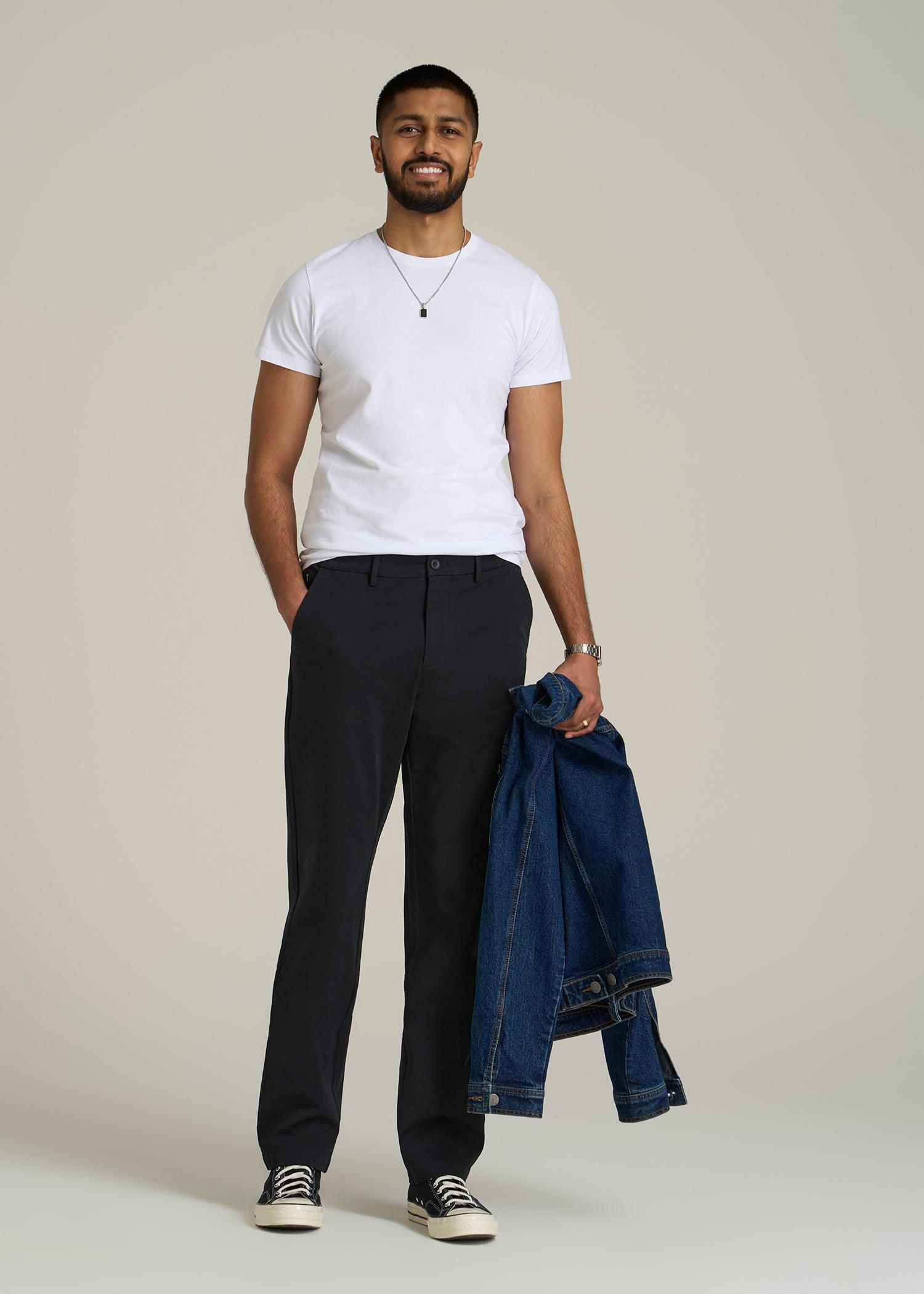 4 Way Stretch Commuter TAPERED Chino Pants for Tall Men in Black Product Image