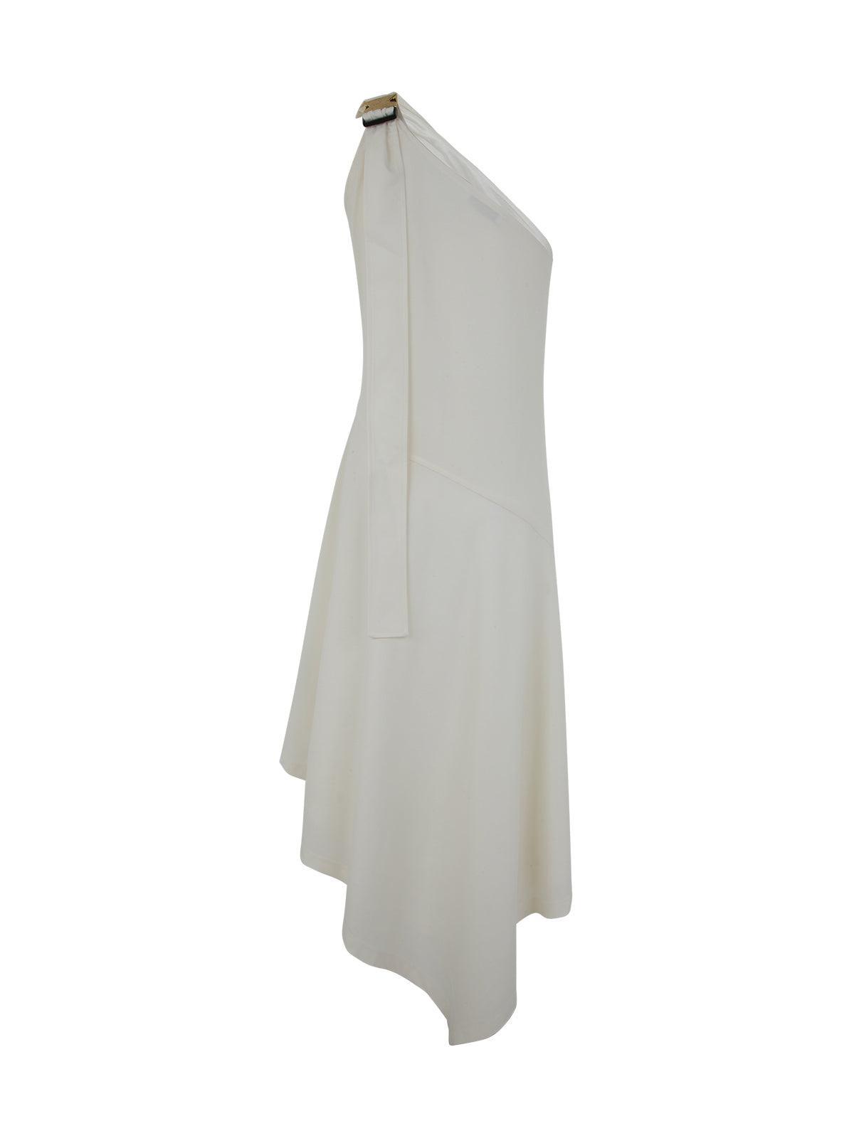 JW ANDERSON One-shoulder Asymmetric Midi Dress In White Product Image