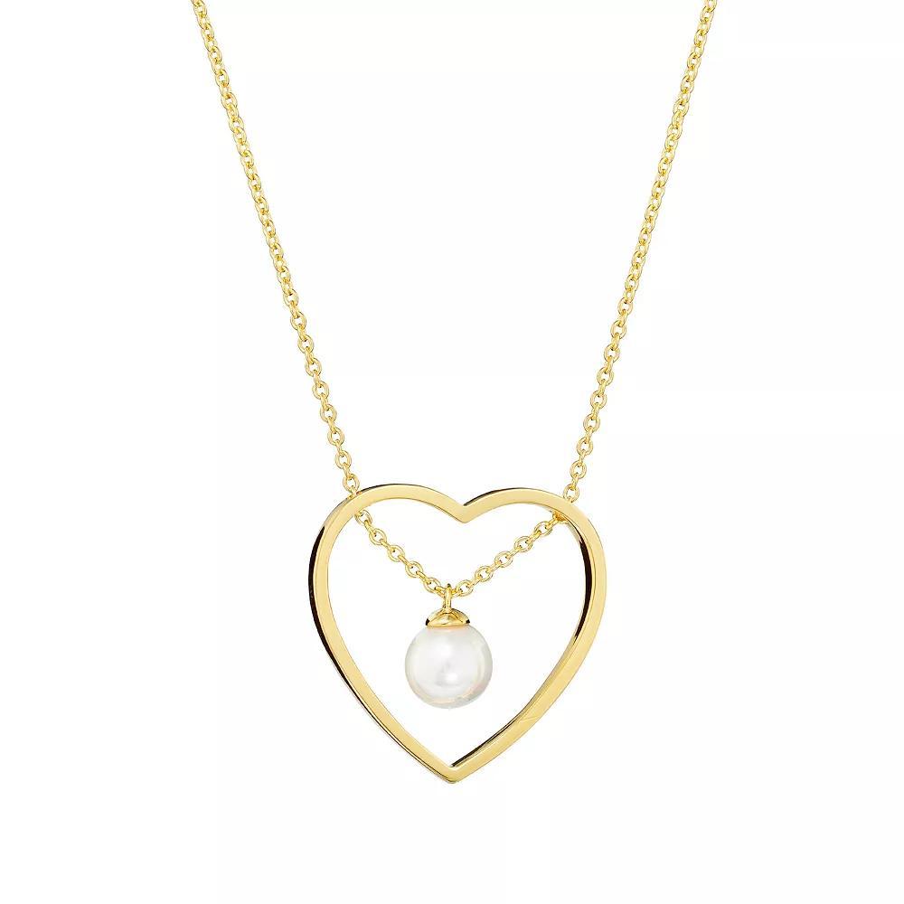 Athra NJ Inc 14k Gold Over Sterling Silver Open Heart Freshwater Cultured Pearl Necklace, Women's, Size: 16-18" ADJ, Gold Tone Product Image
