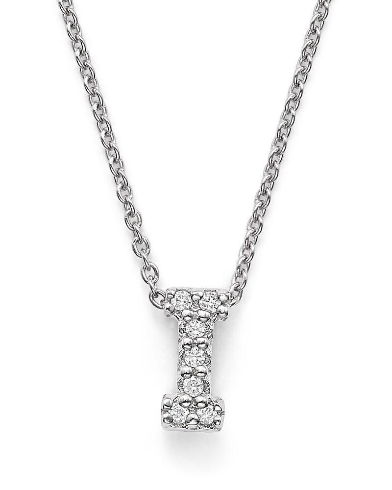 Roberto Coin 18K White Gold Initial Love Letter Pendant Necklace with Diamonds, 16 Product Image