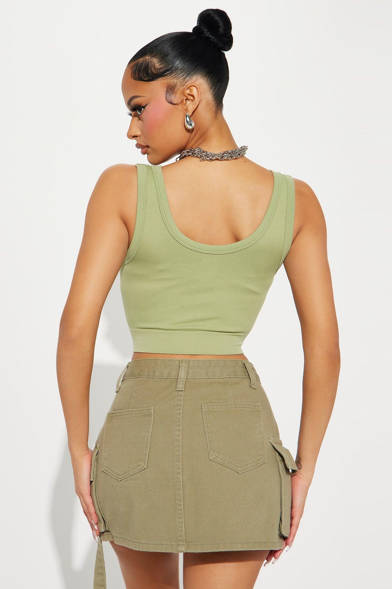 Celeste Ribbed Seamless Tank - Green Product Image
