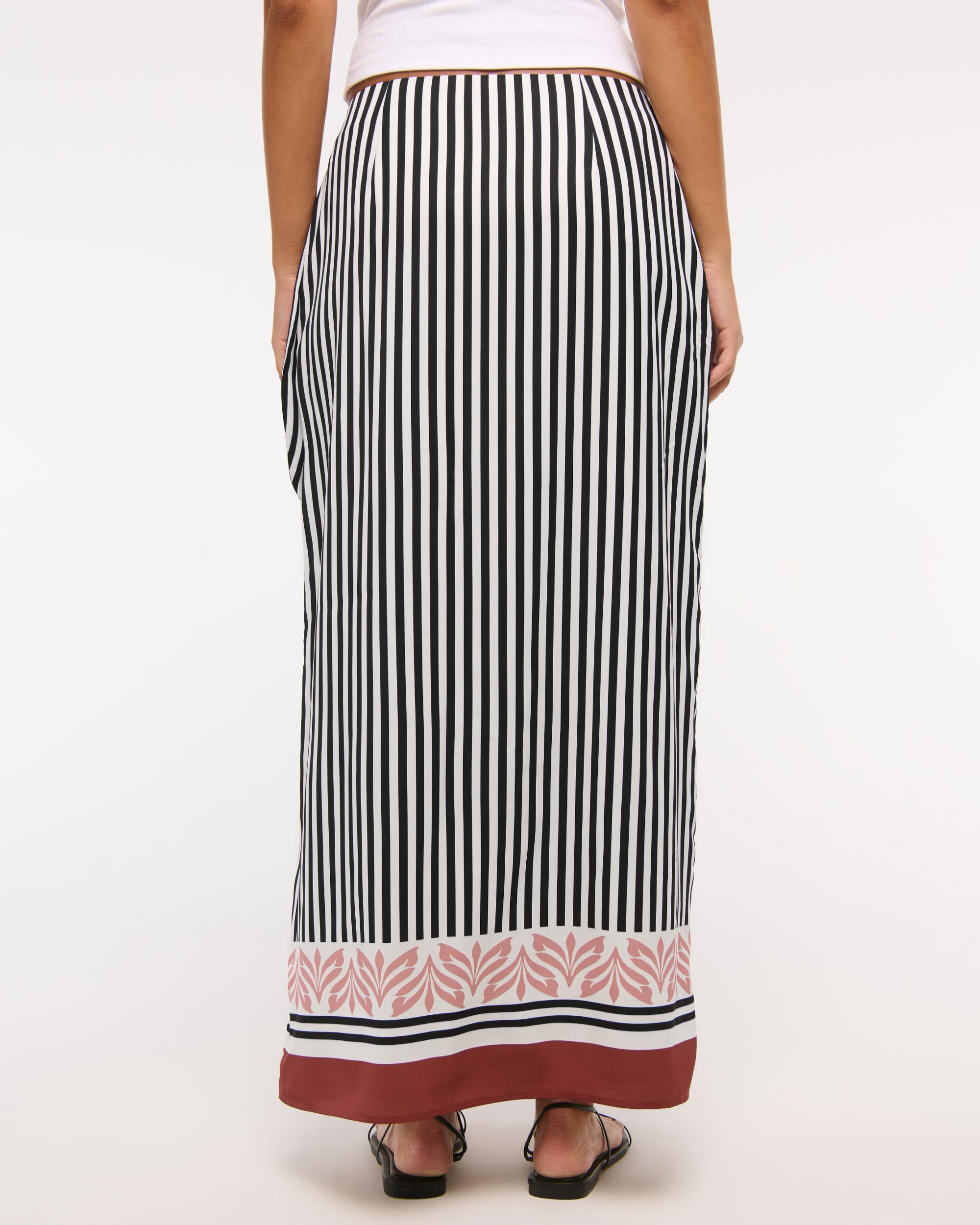 High Rise Scarf Style Wrap Maxi Skirt Product Image