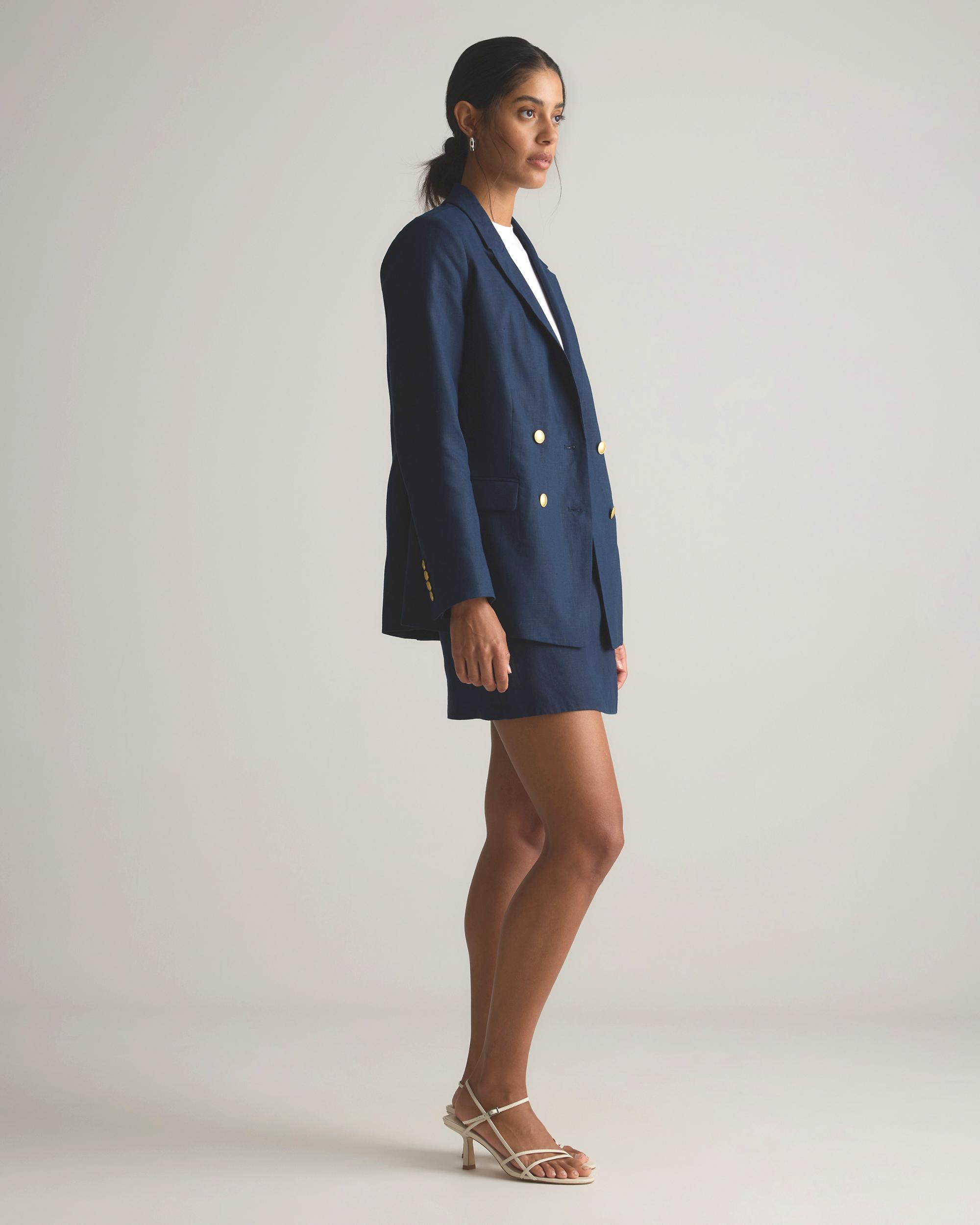 Quince | Women's 100% European Linen Relaxed Double-Breasted Blazer Size XL Product Image