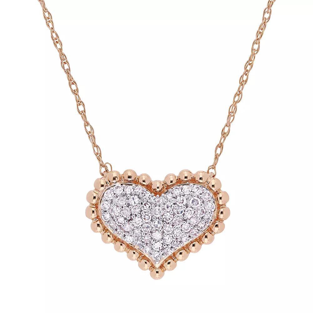 Stella Grace 10k Gold 1/4 Carat T.W. Diamond Heart Necklace, Womens 10k Pink Product Image
