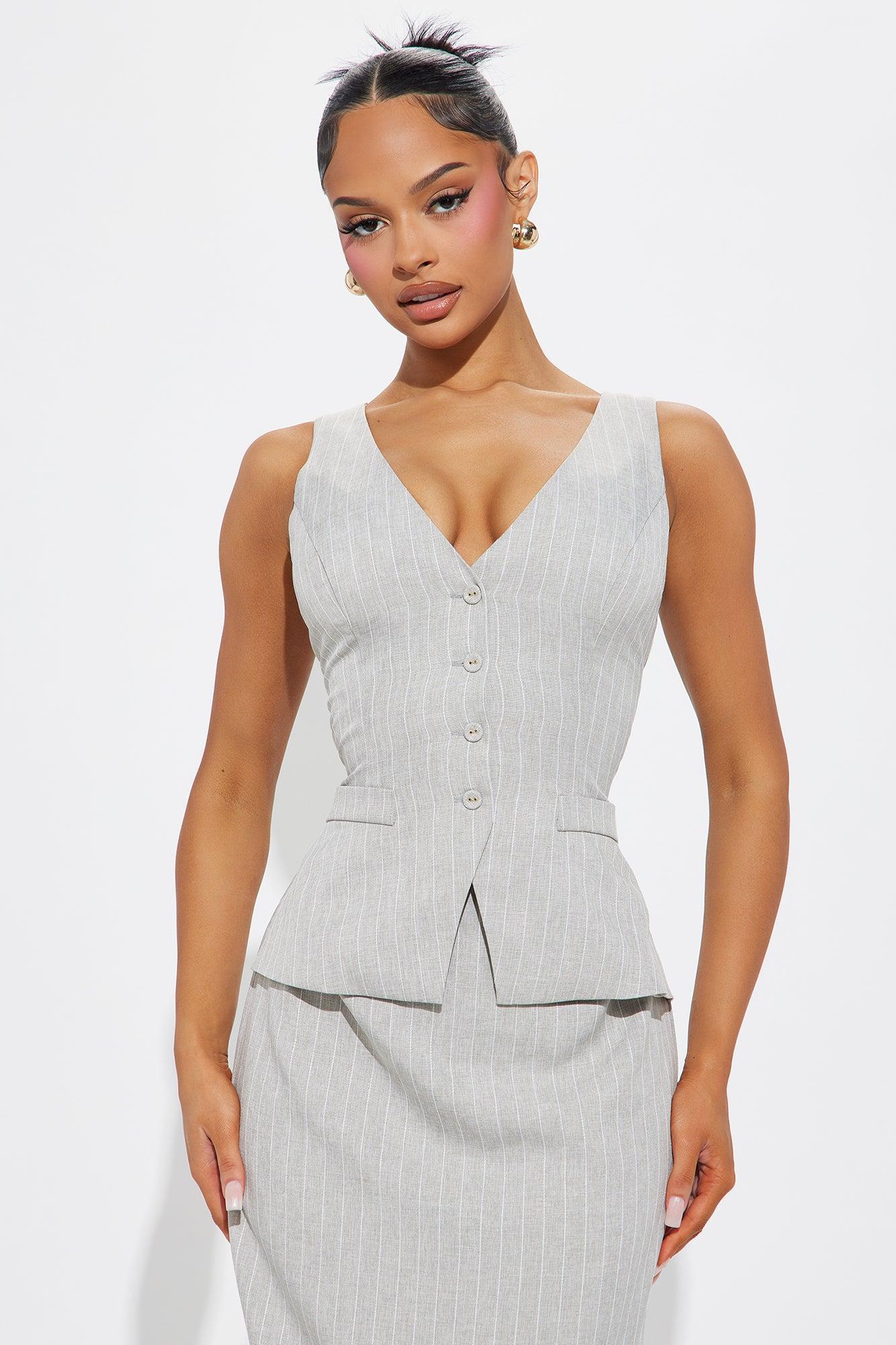 Danielle Tailored Vest Maxi Dress - Grey Product Image