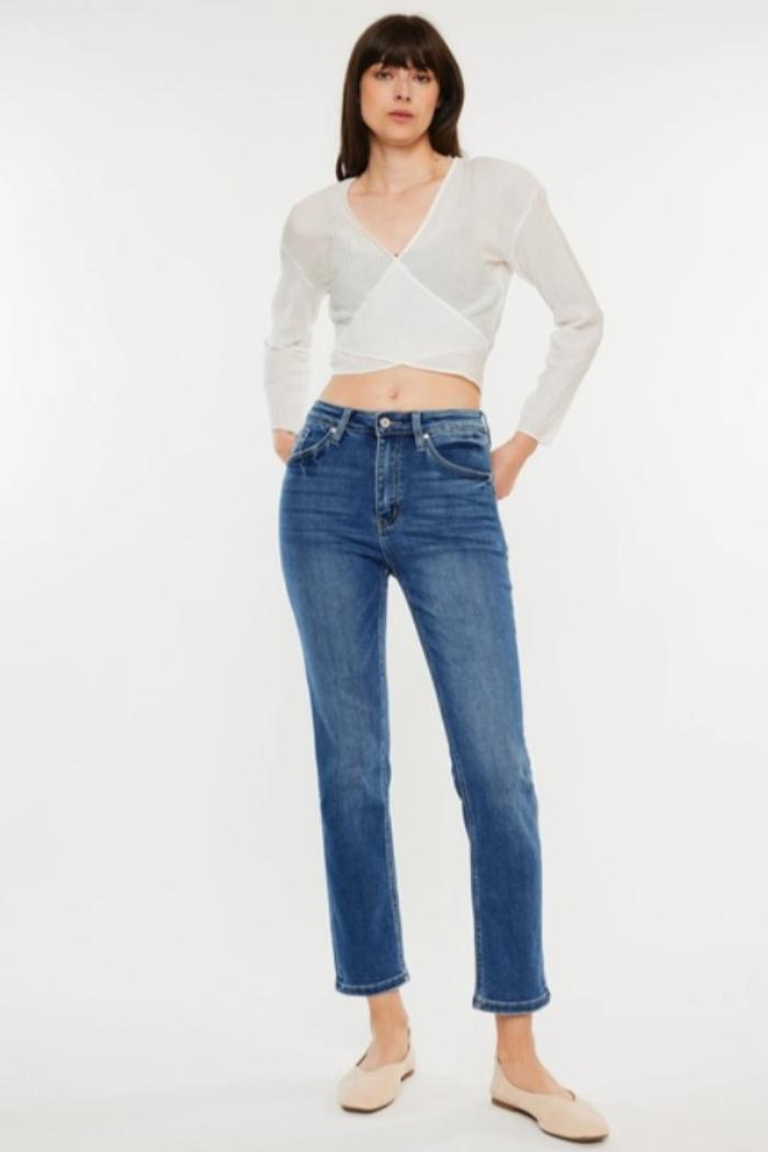 Midi High Rise Denim Contrast Skirt Product Image