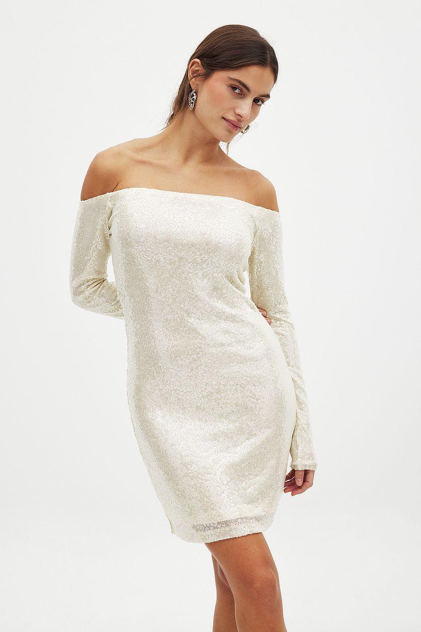 Off Shoulder Sequin Mini Dress Product Image