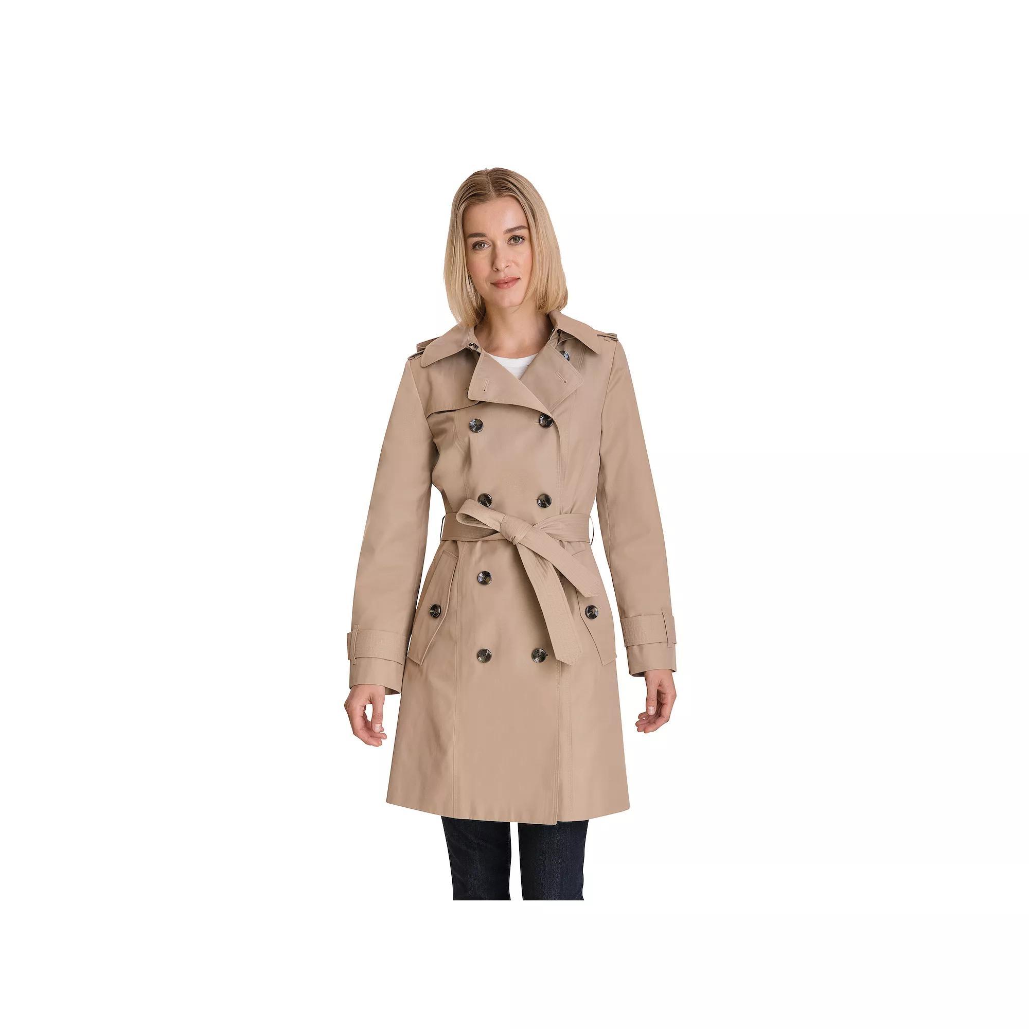 Women's London Fog Double Breasted Trench Coat, Size: XL, Green Product Image
