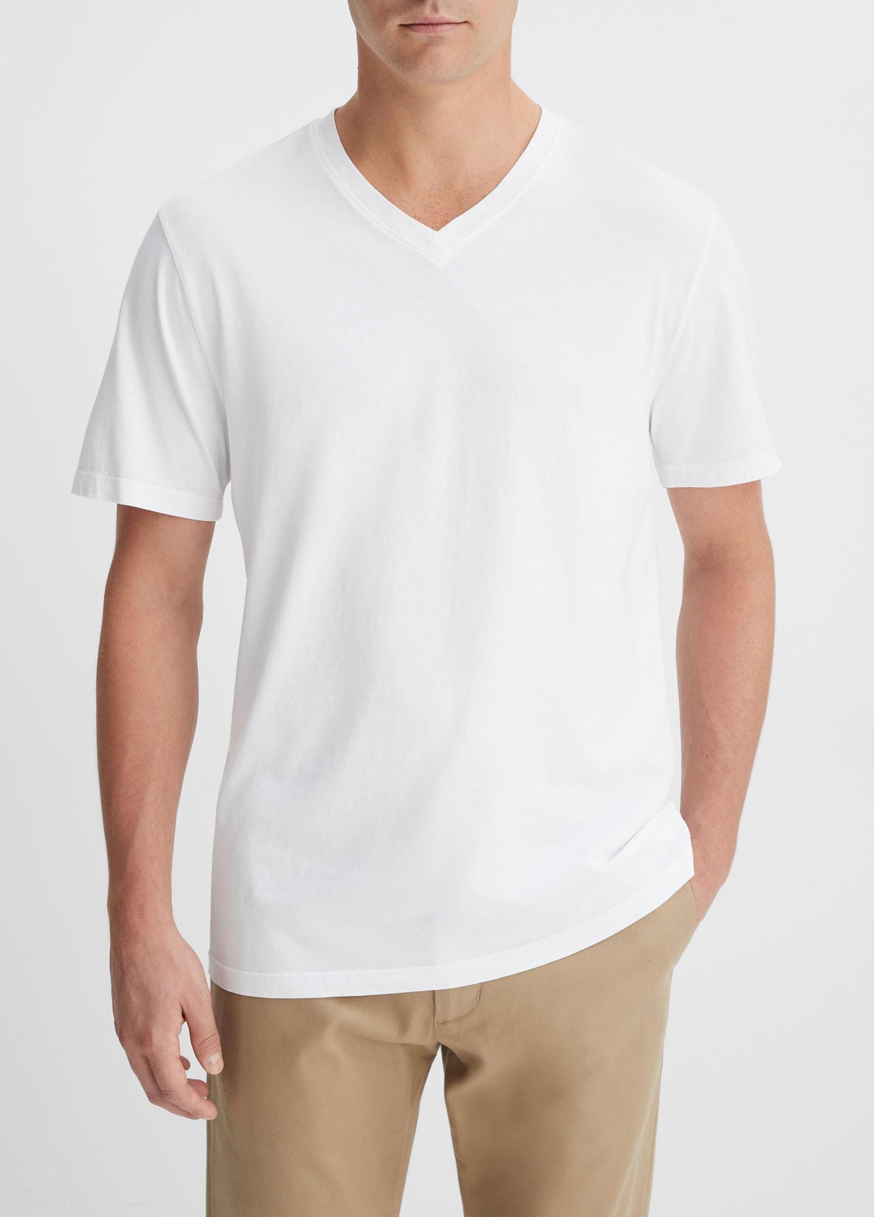 Mens Garment Dye Short Sleeve V-Neck T-Shirt, True Black, Size L Vince Product Image