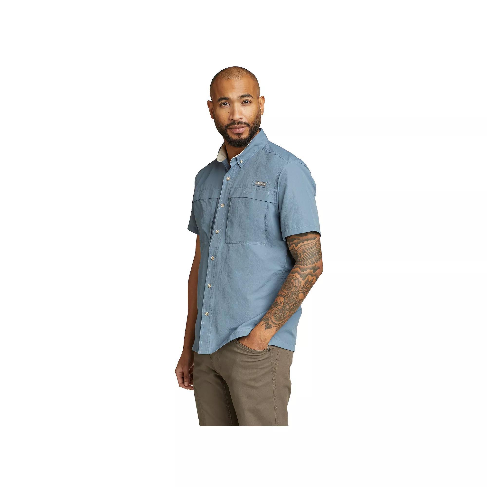 Men's Eddie Bauer UPF 50 Ripstop Guide Short Sleeve Button-Down Shirt, Size: Small, Lt Gray Product Image