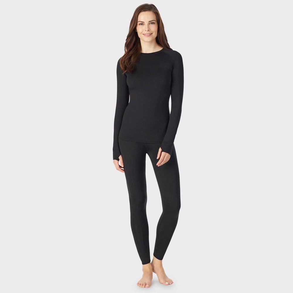 Warm Essentials by Cuddl Duds Womens Active Thermal Crewneck Top - Black M Product Image