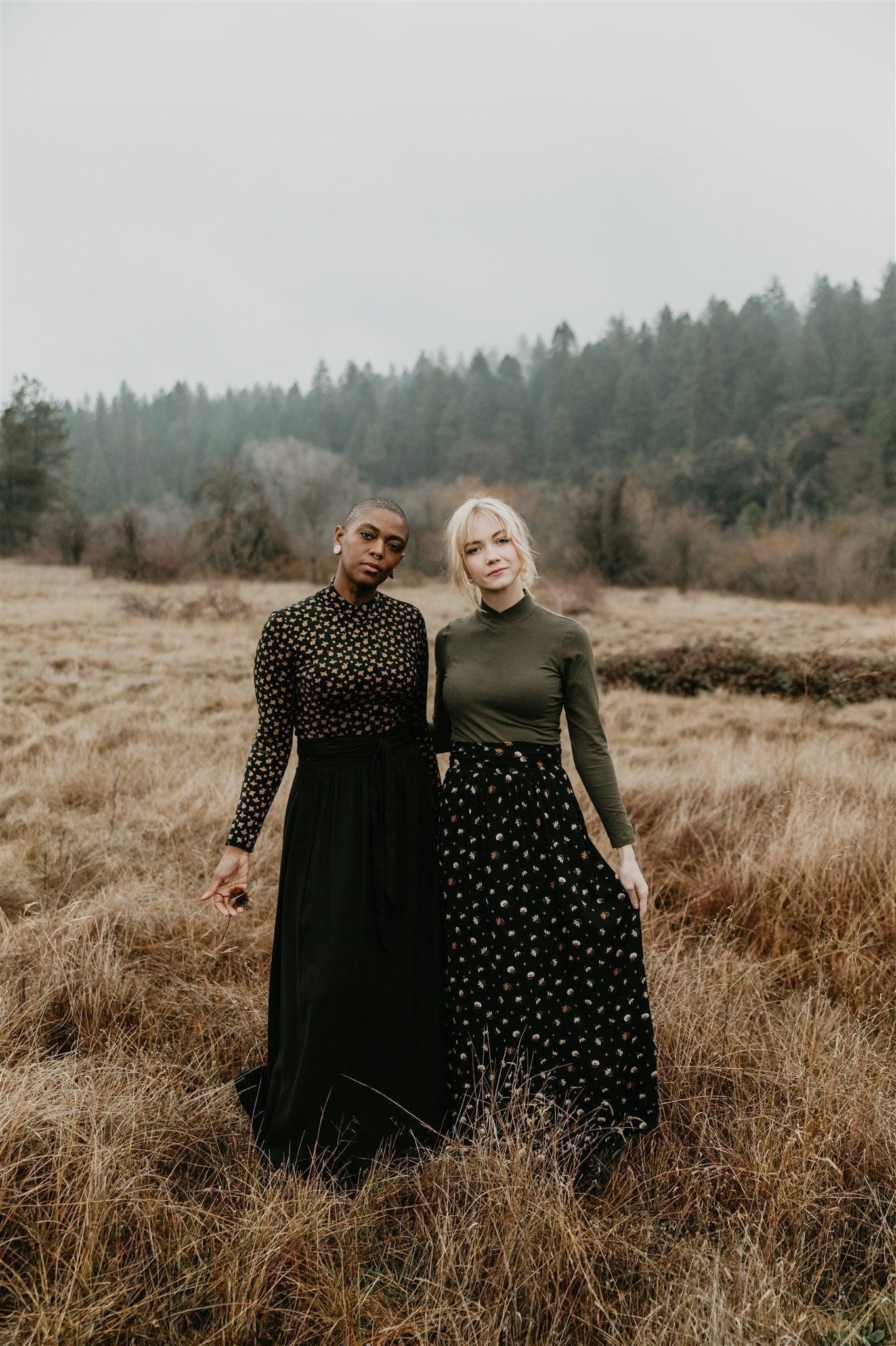 Maxi Wrap Skirt in Black Challis Product Image