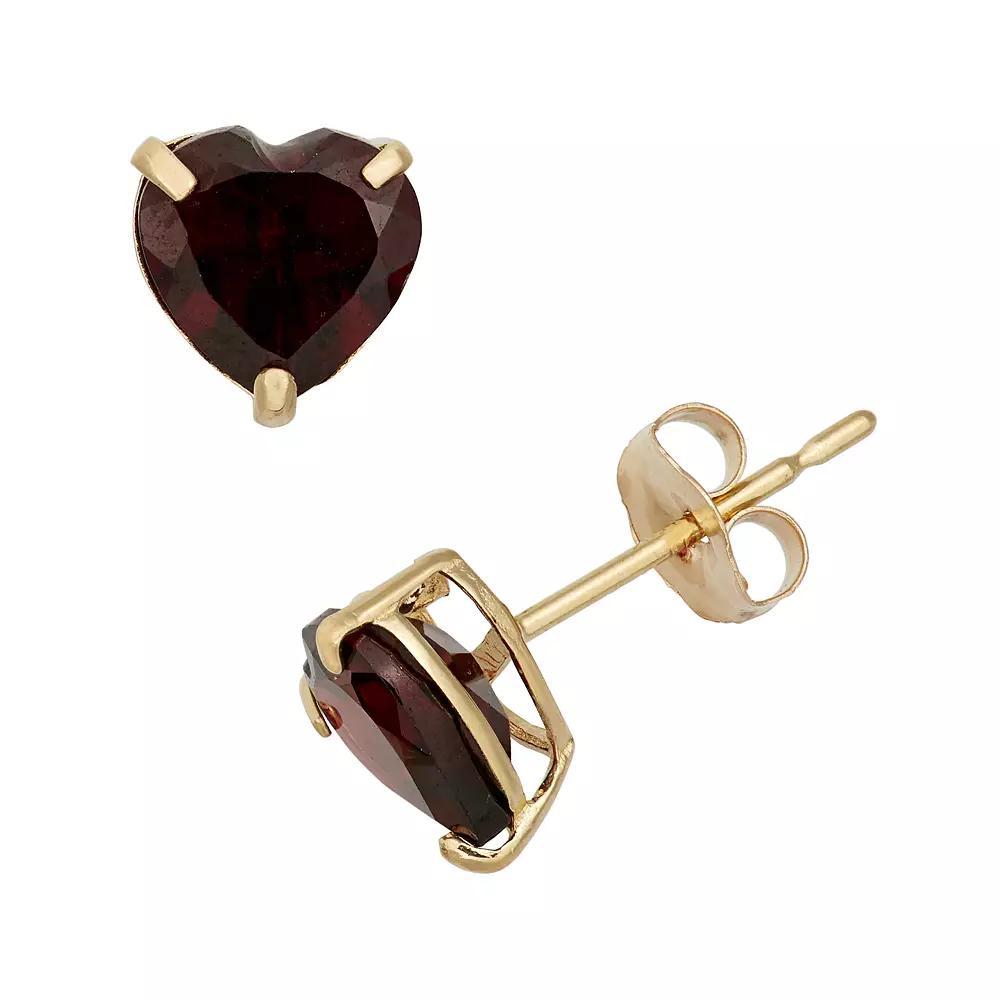 Designs by Gioelli Garnet 10k Gold Heart Stud Earrings, Women's, Red Product Image