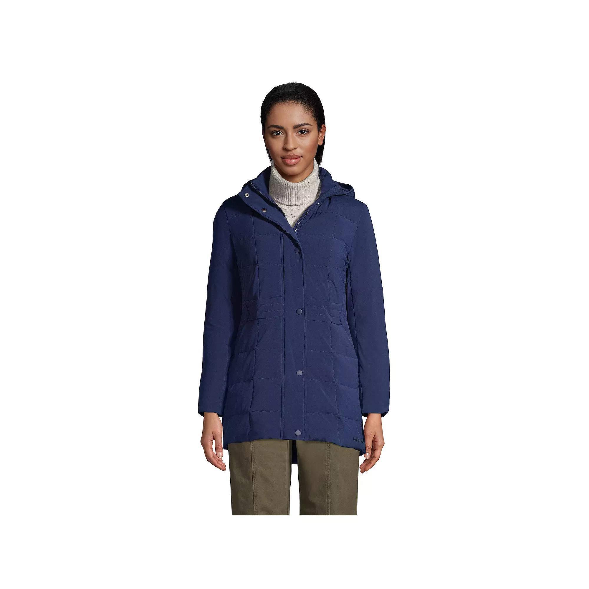 Womens Lands End Quilted Stretch Down Coat Deep Blue Product Image