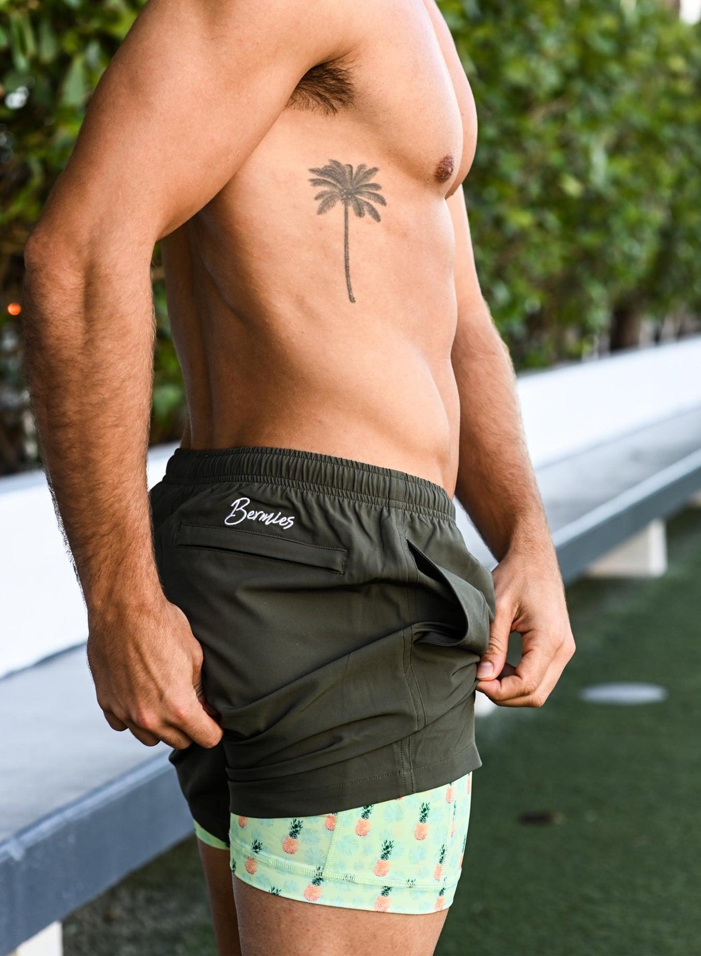Bermies Green Pineapples Swim Trunks Product Image