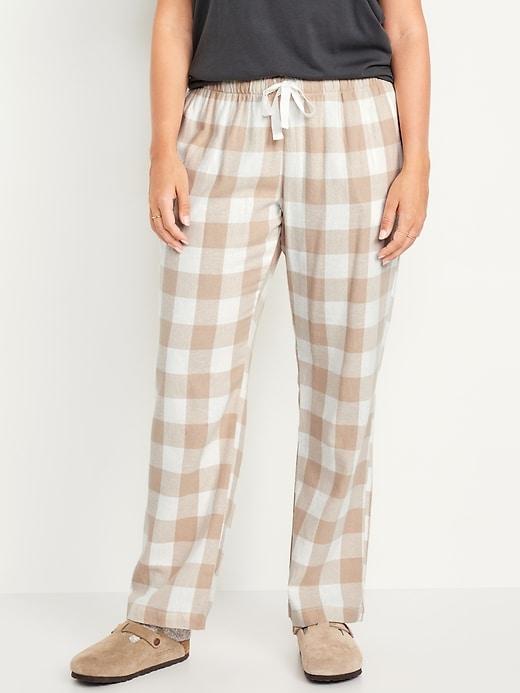 Mid-Rise Flannel Pajama Pants for Women Product Image