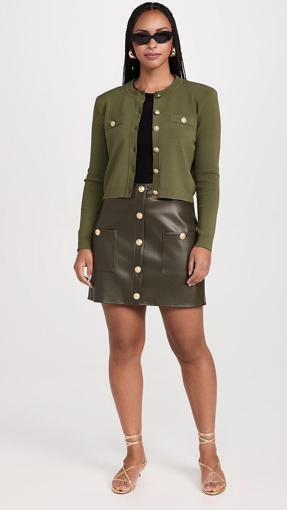 L'AGENCE Toulouse Crop Crew Neck Cardigan | Shopbop Product Image