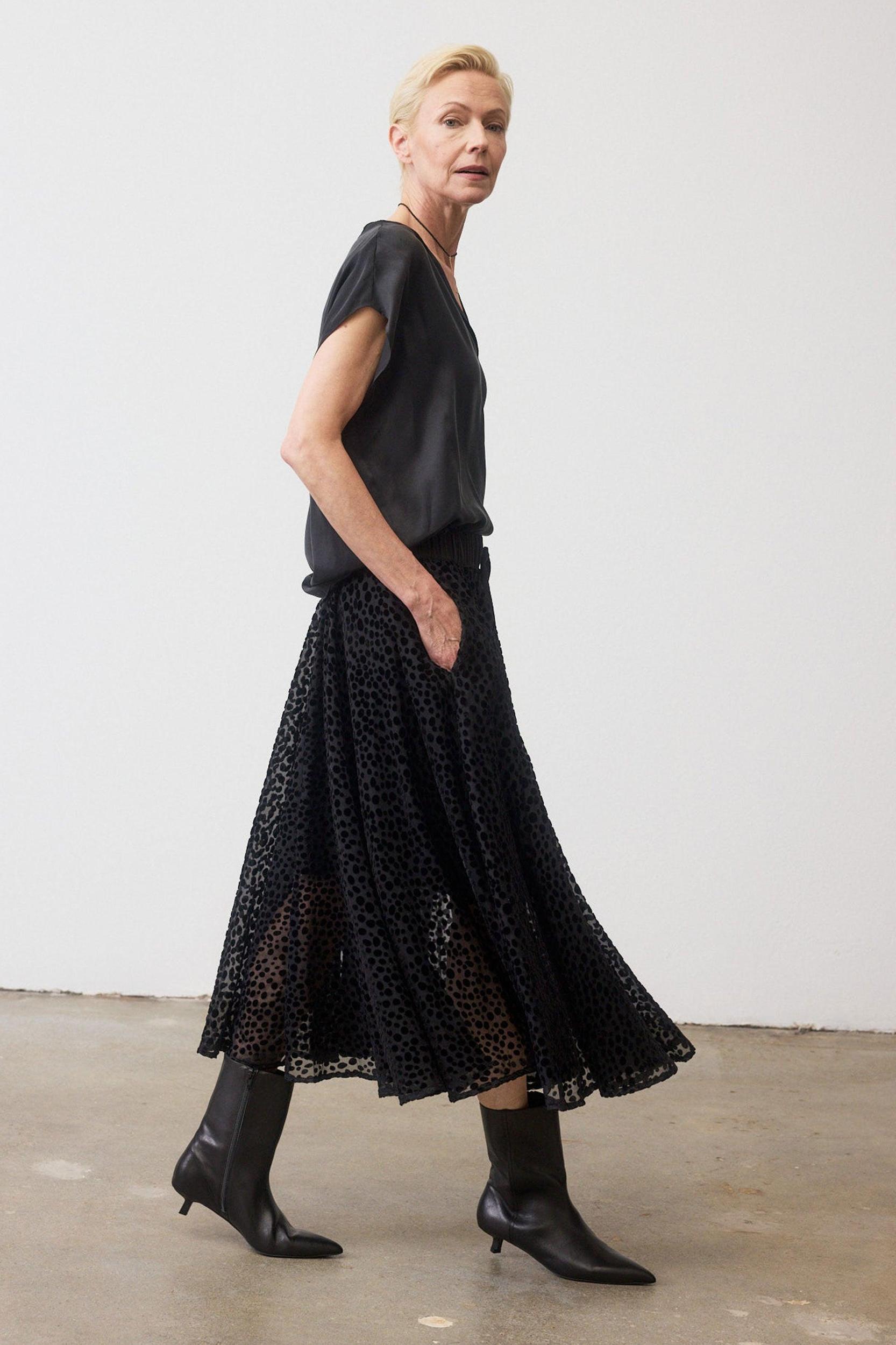 Pull-On Velvet Burnout Maxi Skirt Product Image