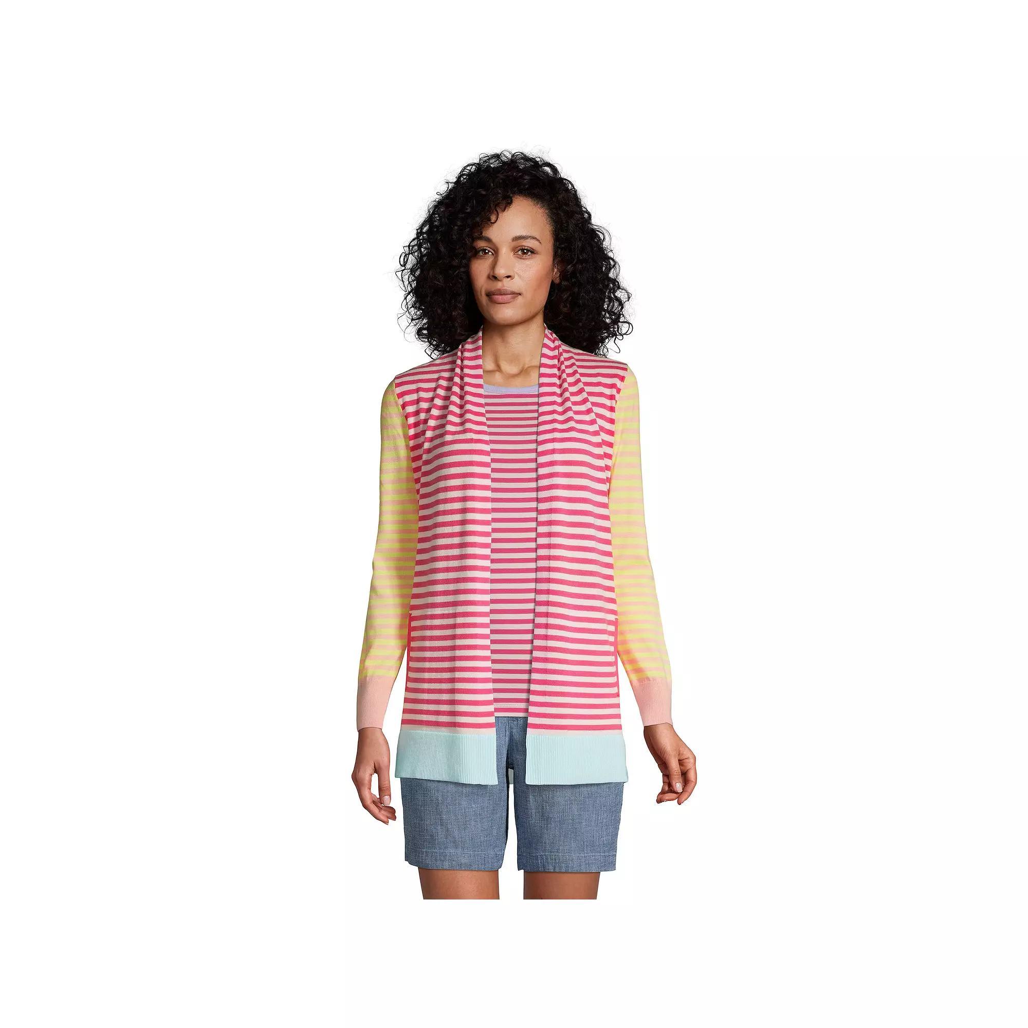 Petite Lands End Open-Front Long Cardigan Sweater, Womens Product Image