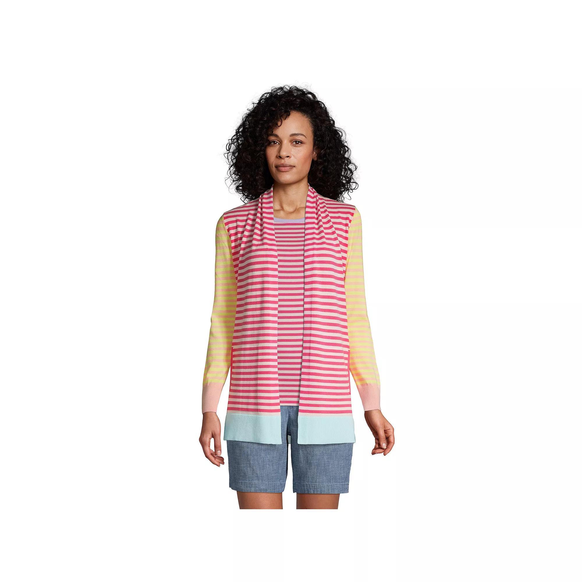 Petite Lands End Open-Front Long Cardigan Sweater, Womens Product Image