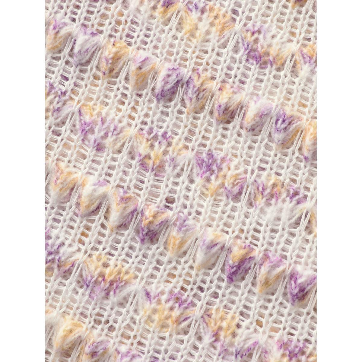 Plus Size V Neck Cut Out Striped Tie Dye T-shirt Lilac Women Elegant Contrast V-neck Everyday T-shirts BloomChic 18-20/2X Product Image