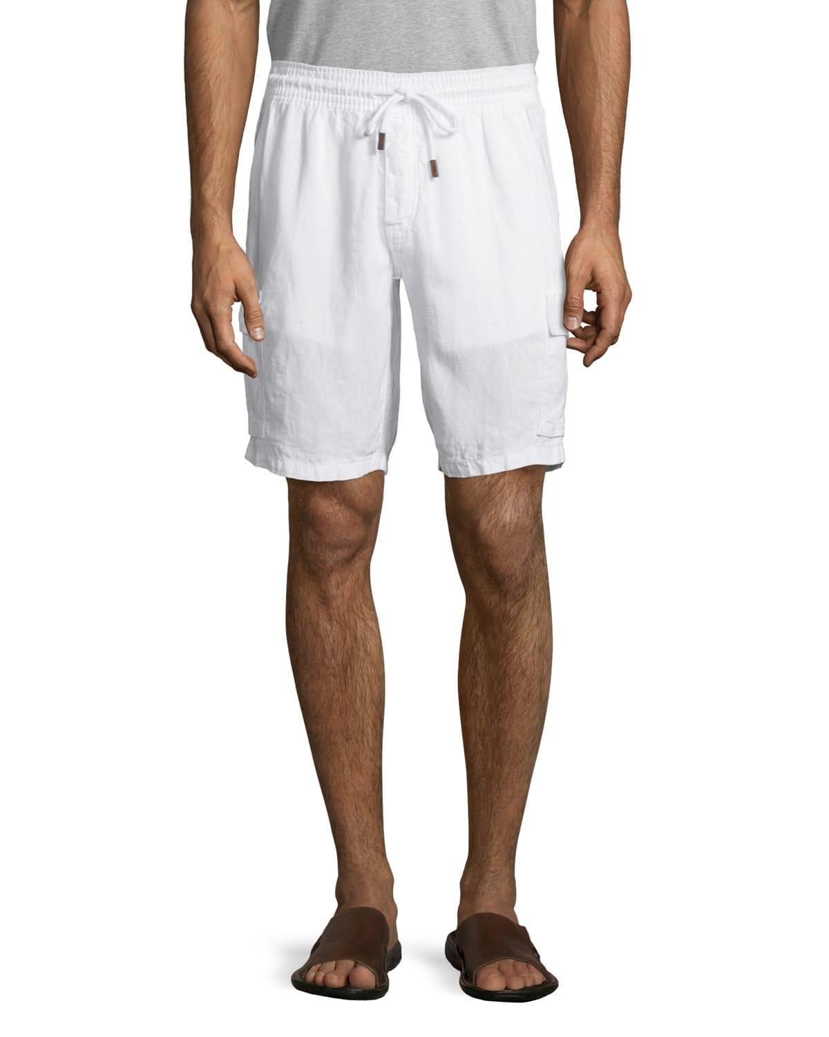 Vilebrequin Men's Linen Bermuda Cargo Pockets Shorts in Blanc at Nordstrom, Size Small Product Image