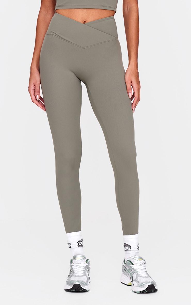 Olive Sculpt Wrap Waist Gym Leggings Product Image