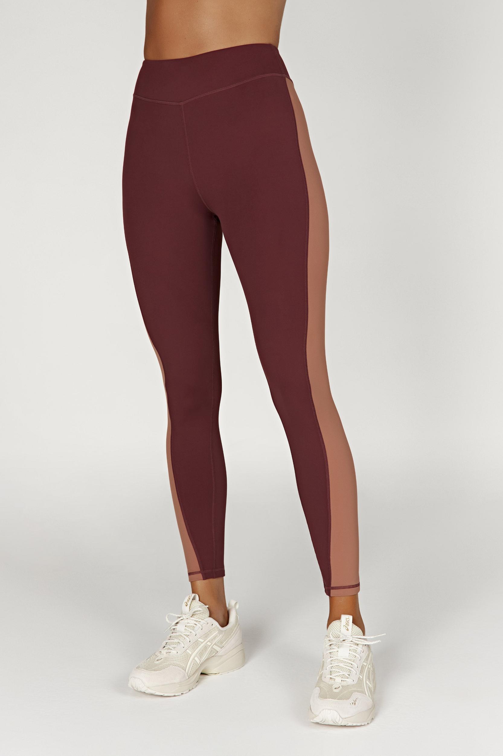 Libby Two Tone Panel Leggings - Mahogany/Tan Product Image
