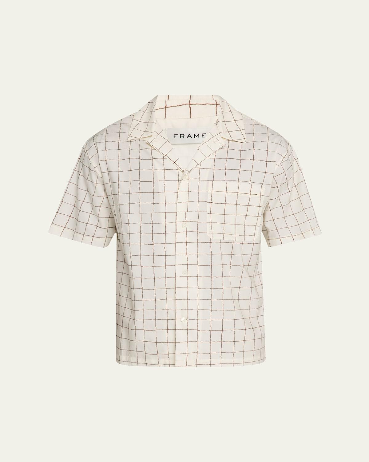 Men's Grid-Print Camp Shirt Product Image