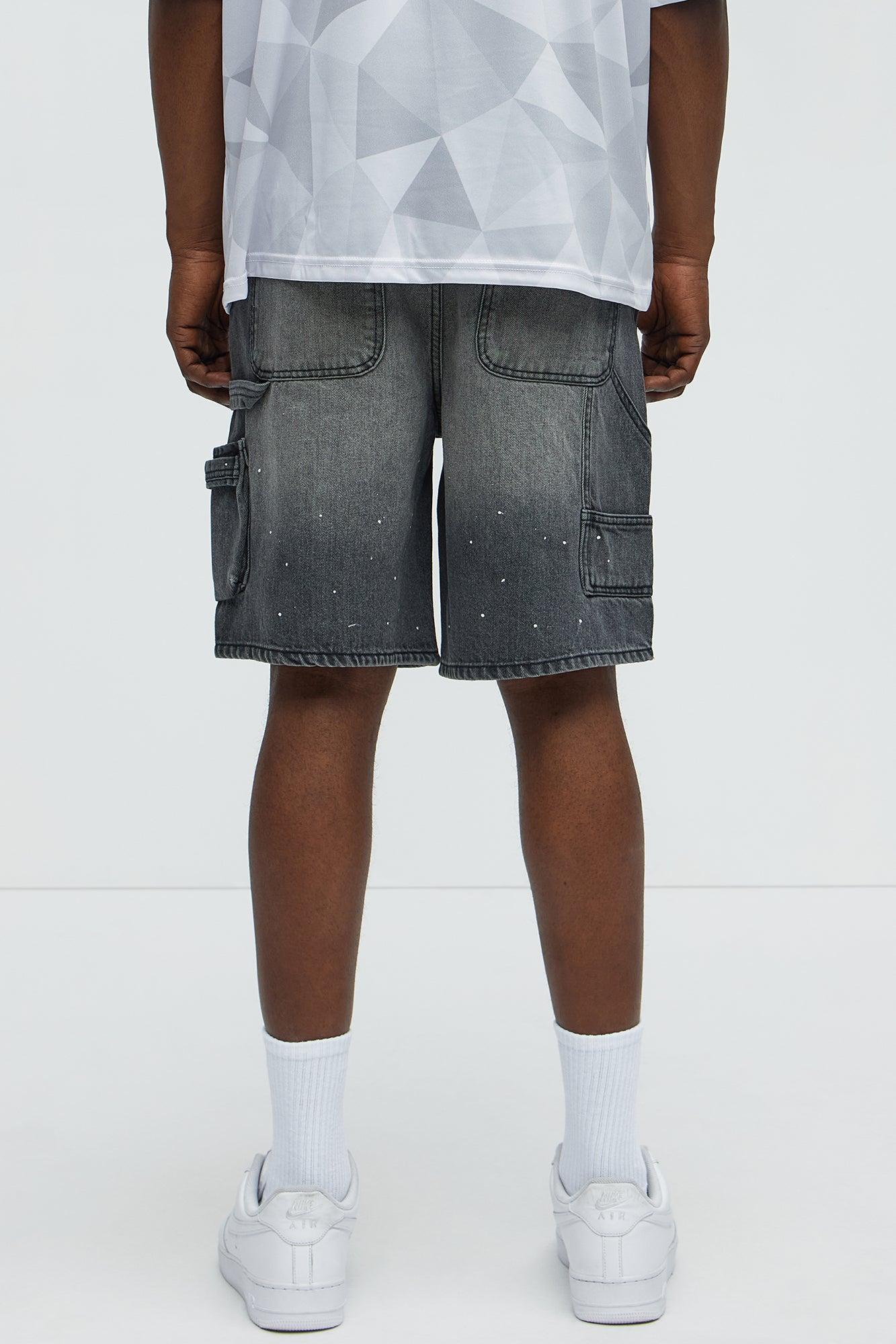Two Ways Relaxed Denim Shorts - Black Wash Product Image