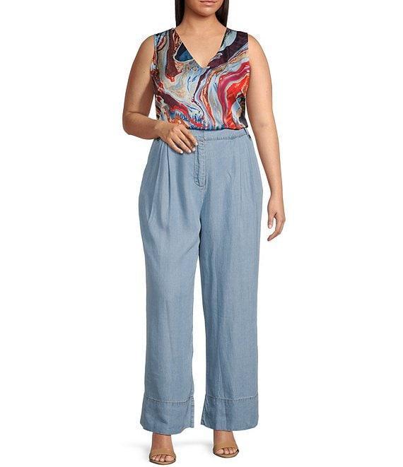 Skies Are Blue Plus Size Abstract Print Woven Top Product Image