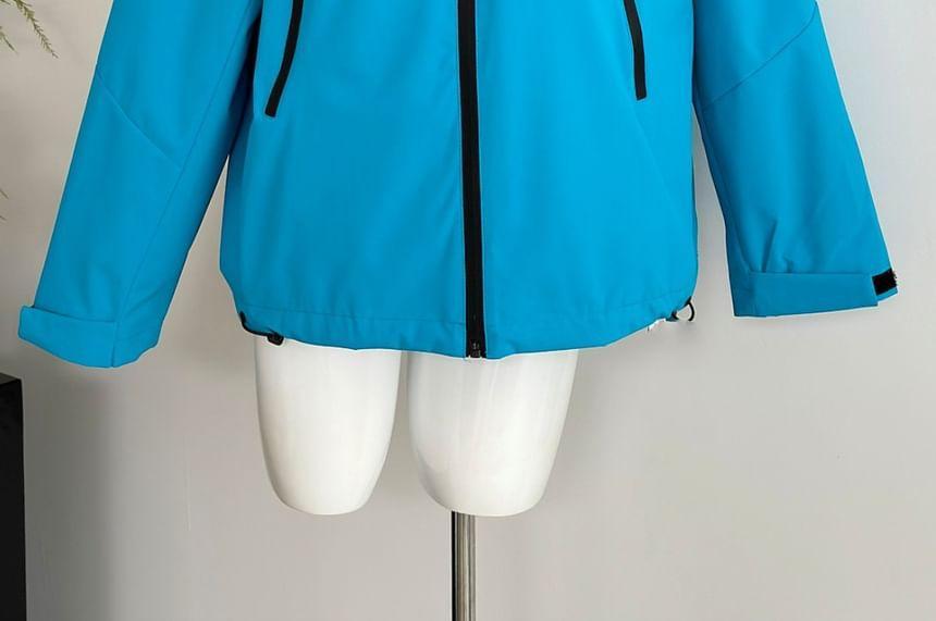 Hooded Plain Zip-Up Shell Jacket Product Image