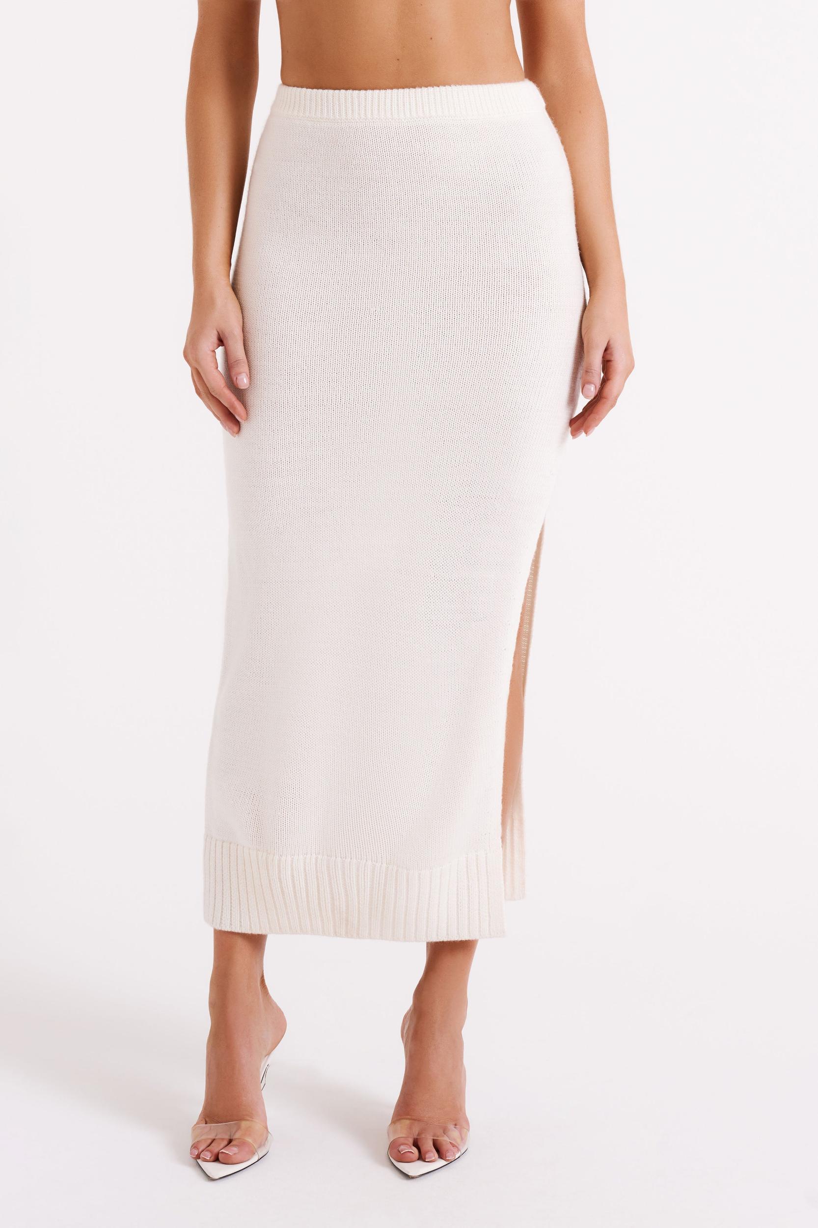 Brittany Knit Midi Skirt - Ivory Product Image
