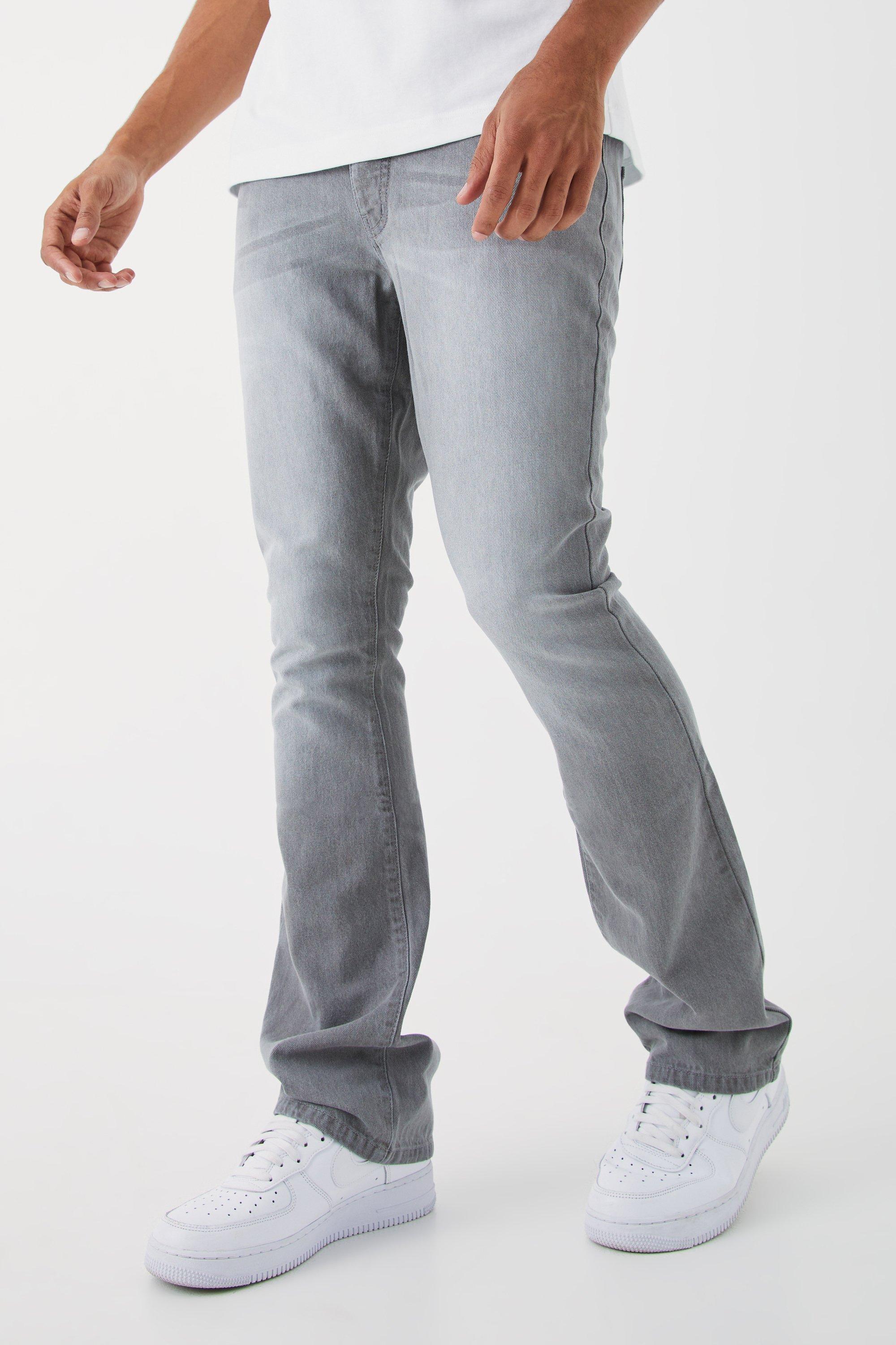 Mens Slim Flare Rigid Washed Jeans - Grey Product Image