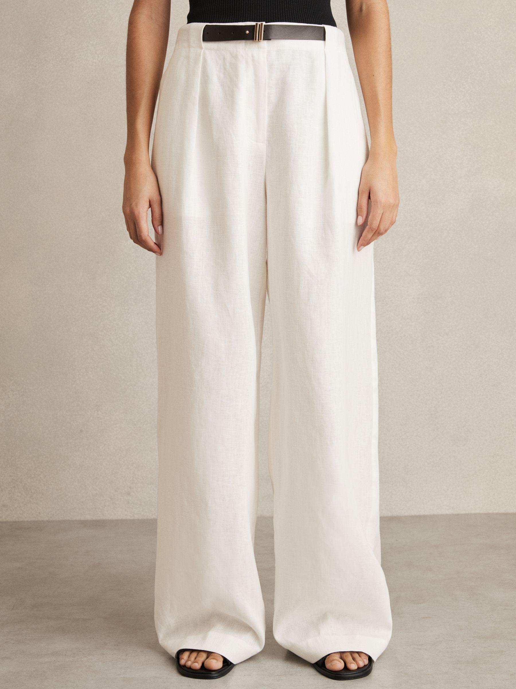 Linen Palm Print Halterneck Midi Dress in Neutral Product Image