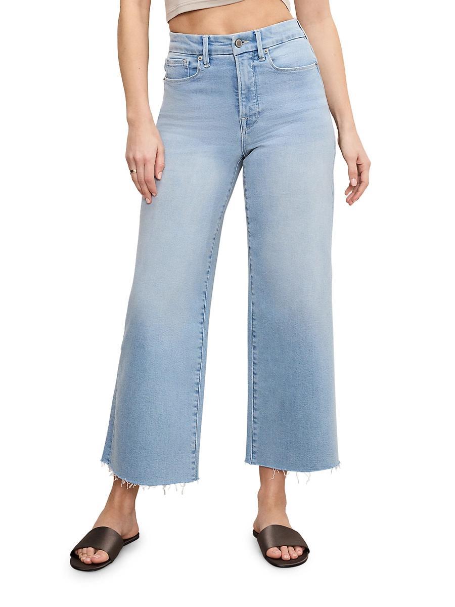 Womens Compression Denim Good Waist Crop Palazzo Jeans Product Image