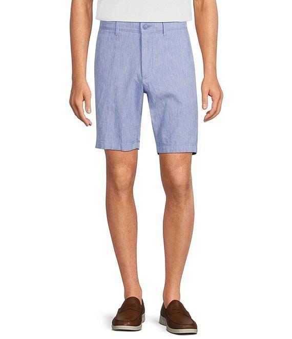 Roundtree & Yorke Luxury Linen Flat Front 9#double; Solid Shorts Product Image
