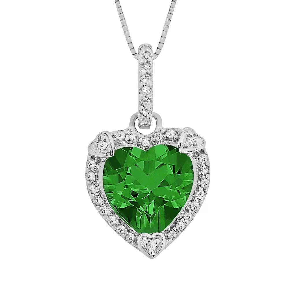 Gemminded Sterling Silver Citrine and Diamond Accent Heart Frame Pendant, Women's, Size: 18" Product Image