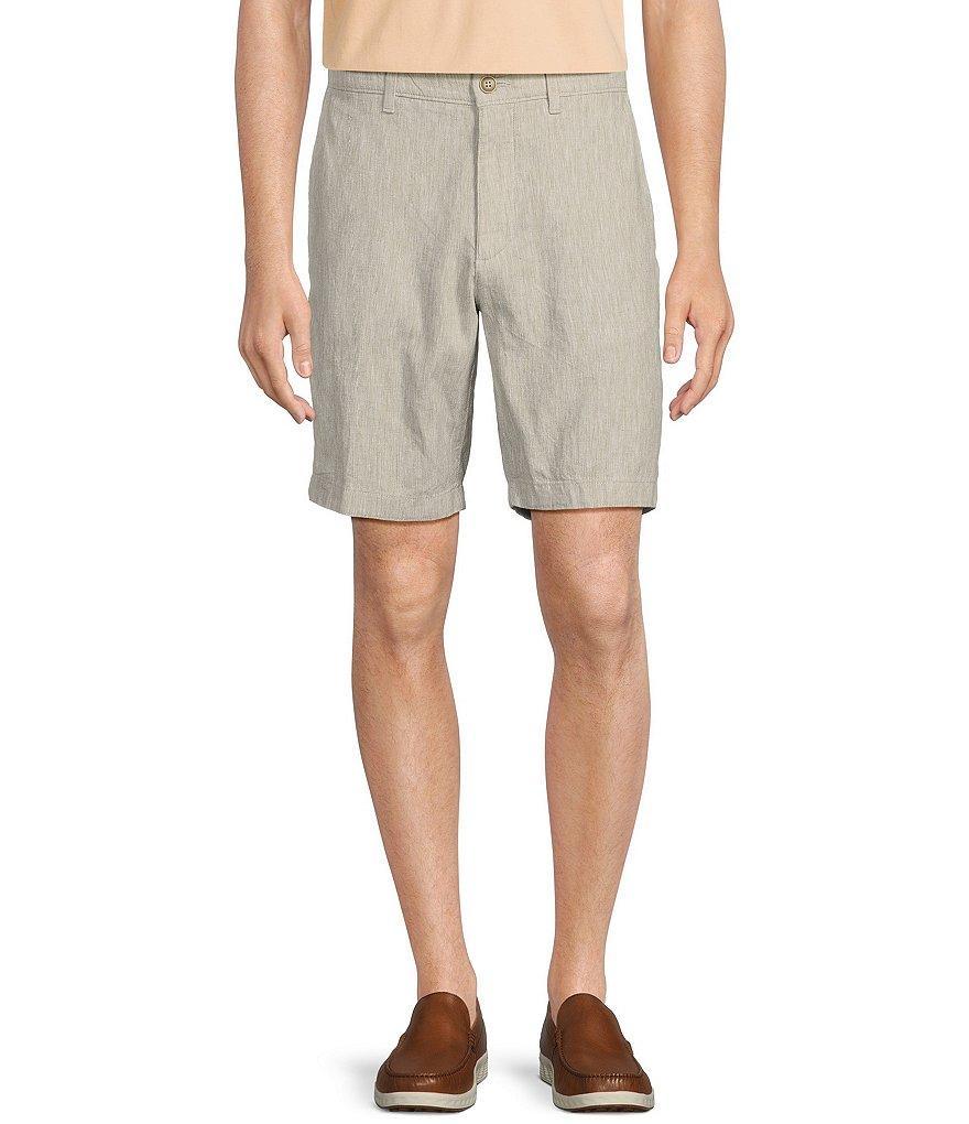 Roundtree & Yorke Luxury Linen Flat Front 9#double; Solid Shorts Product Image